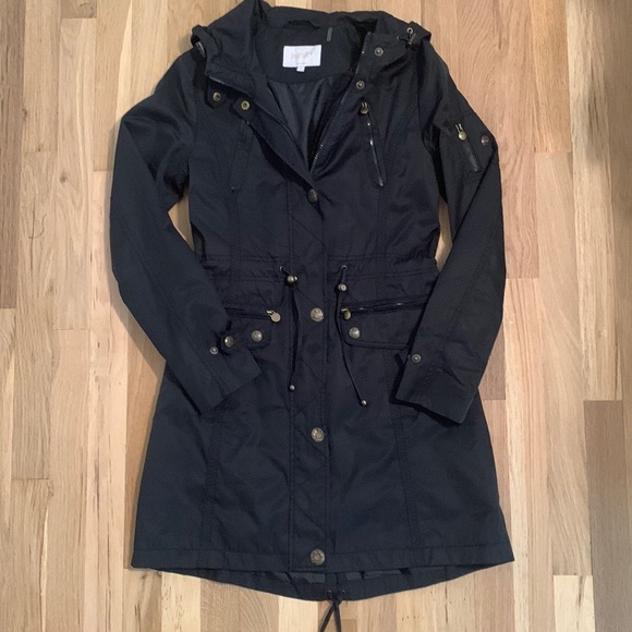 Laundry By Shelli Segal Jackets & Blazers - laundry By Shelli Segal Hooded Black Trench / Raincoat Women’s XS
